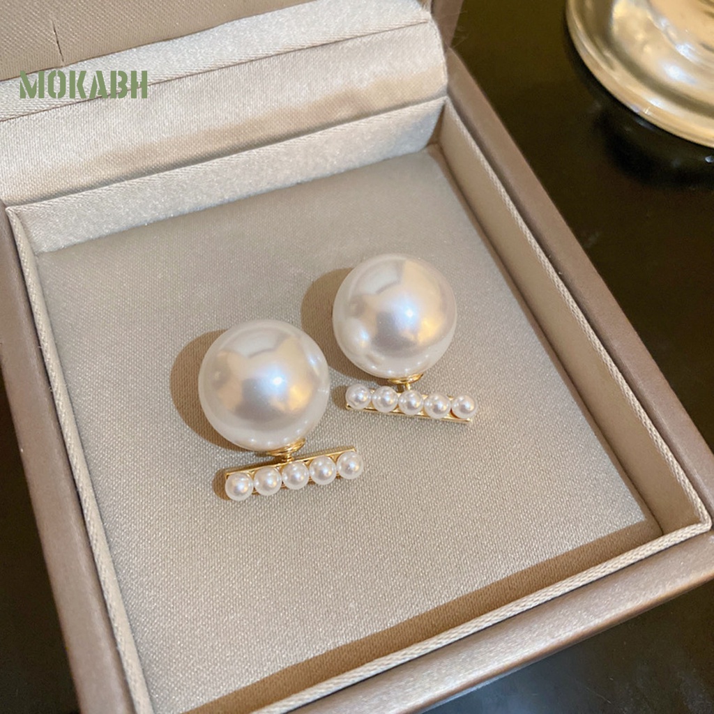 1 Đôi Bông Tai Đính Ngọc Trai Giả Phong Cách Pháp Thanh Lịch Dành Cho Nữ