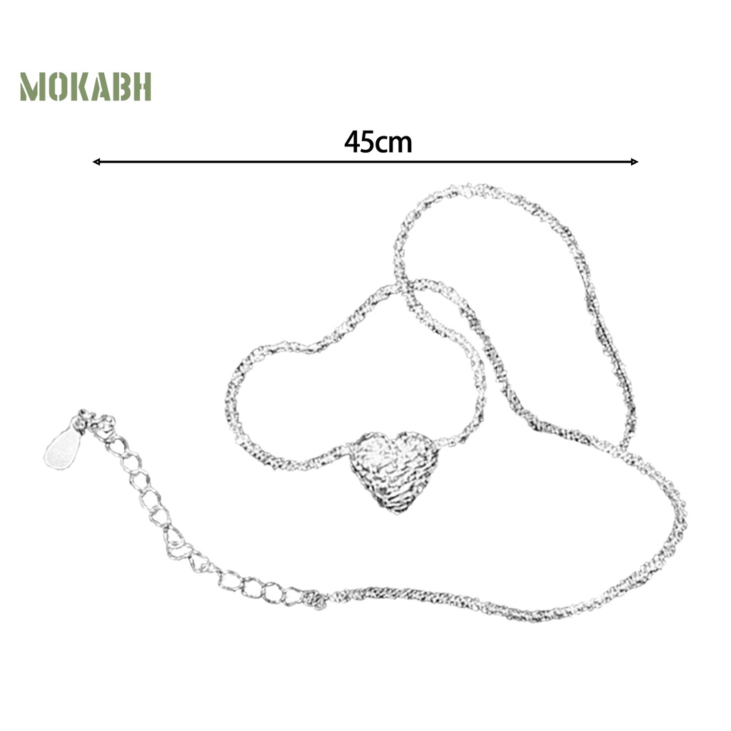 Vòng cổ Mặt Hình Trái Tim Màu Bạc Lấp Lánh Thời Trang Cho Nữ