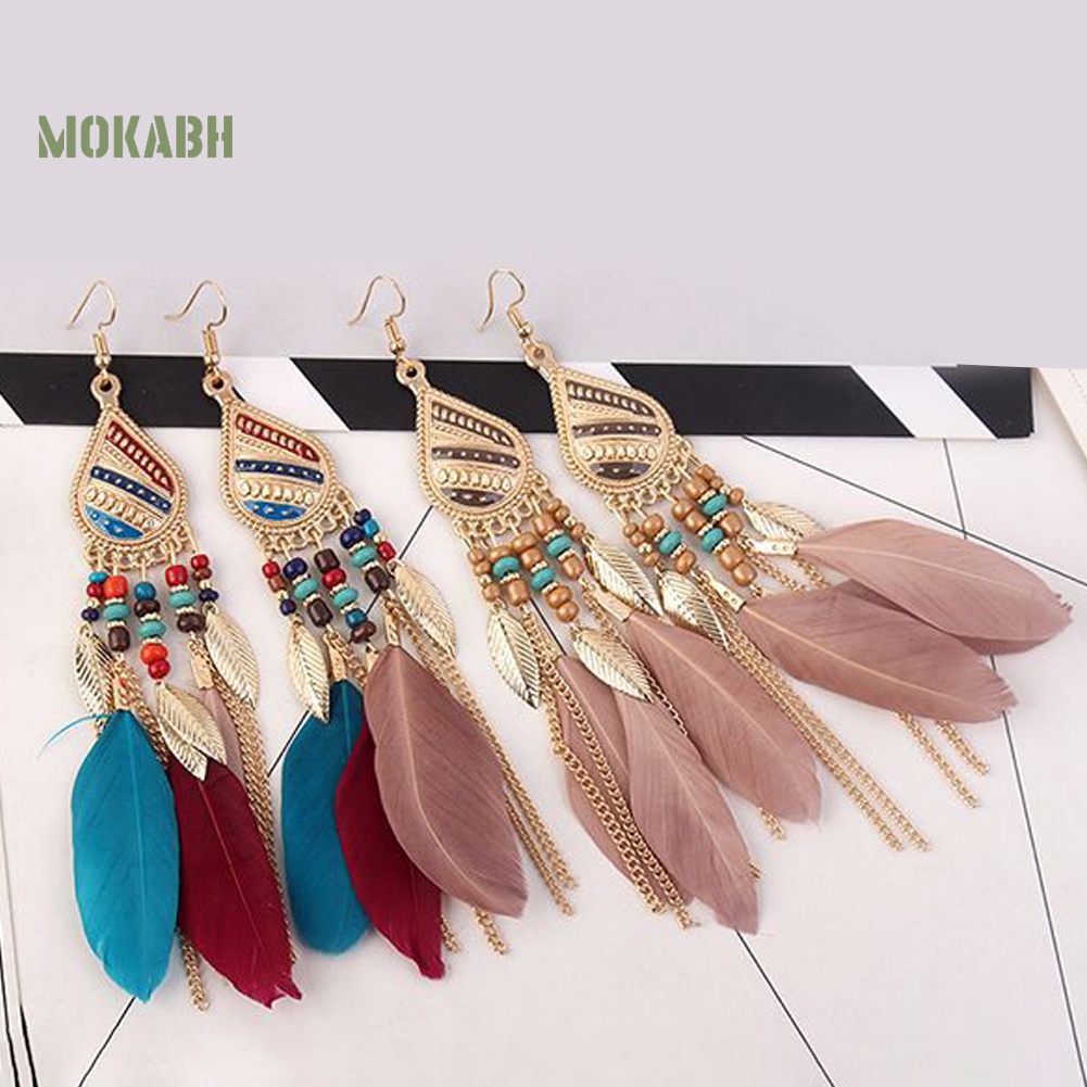 Bông Tai Lông Vũ DáNg DàI Phong CáCh Vintage