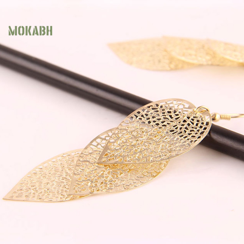 Bông Tai Hình Chiếc Lá Thiết Kế Đục Lỗ Thời Trang Sang Trọng Cho Nữ