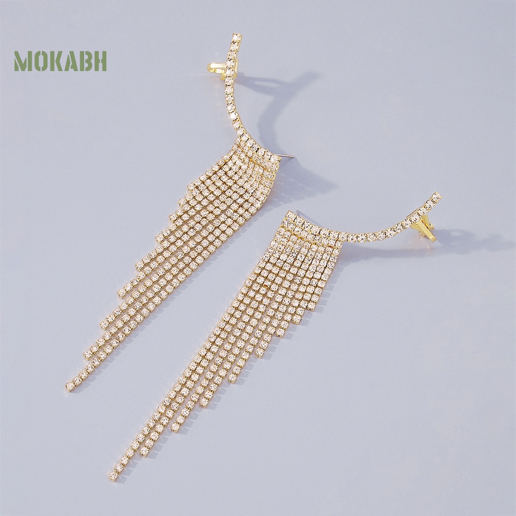 1 Đôi Bông Tai Dáng Dài Đính Đá Lấp Lánh Thời Trang Dự Tiệc