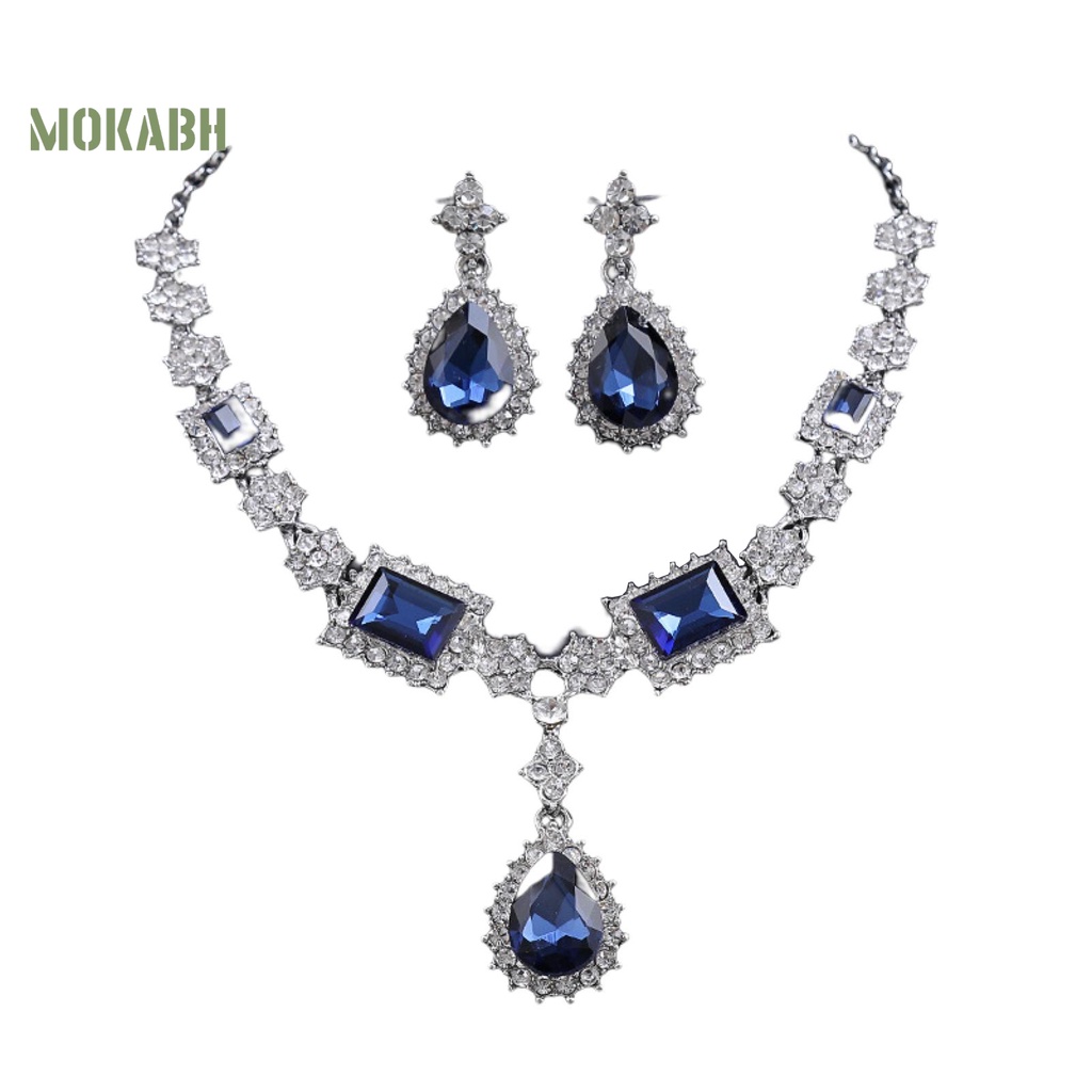 Set 2 Vòng cổ Và Bông Tai Đính Đá Sang Trọng Cho Nữ