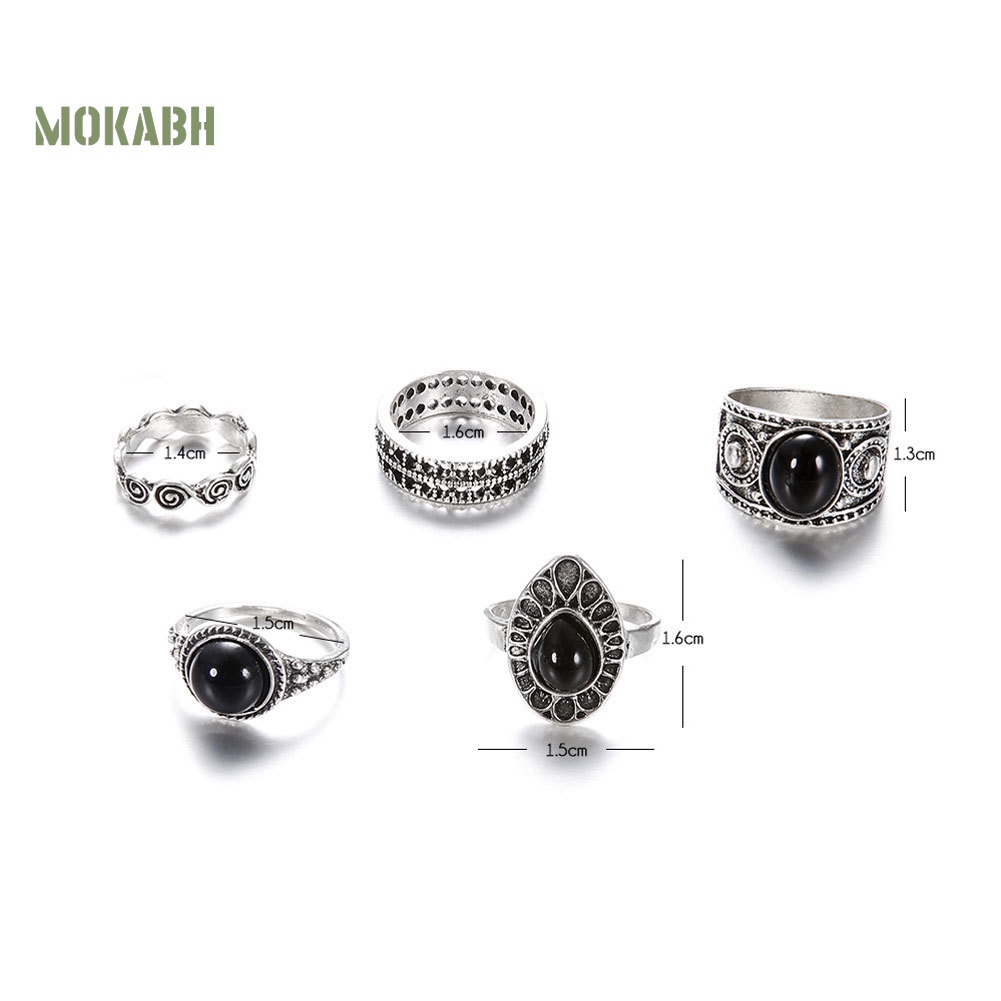 Bộ 5 Nhẫn Đeo Đốt Tay Phong Cách Vintage Xinh Xắn