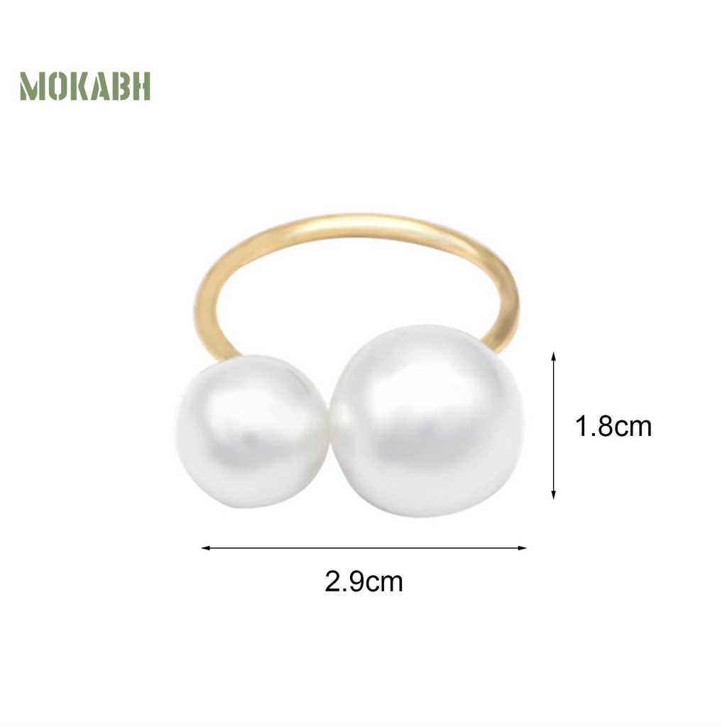 Nhẫn Hở Hai Đầu Đính Ngọc Trai Giả Bằng Hợp Kim Thời Trang Cho Nữ