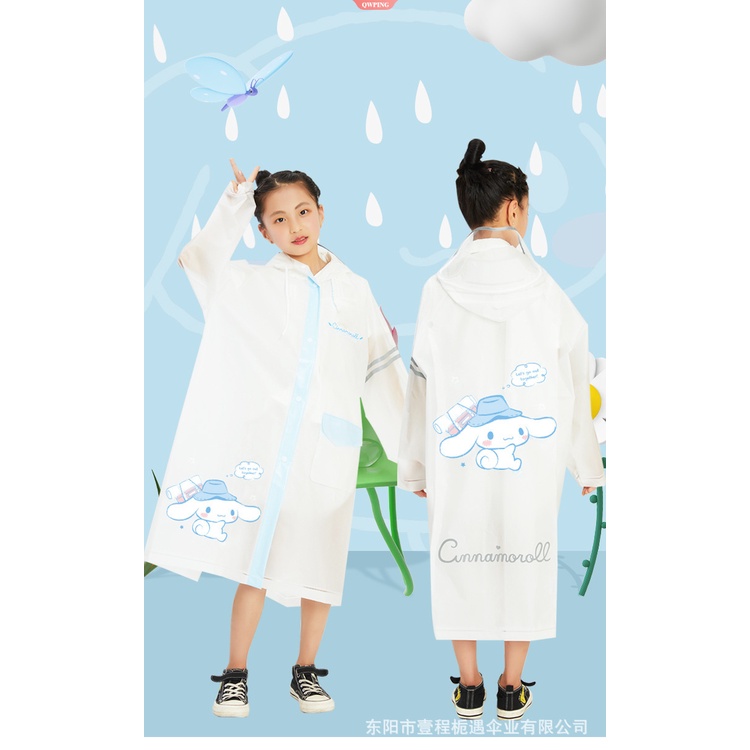 Áo Mưa Mở Rộng Có Mũ Trùm Hình Cinnamoroll Dễ Thương Cho Bé Gái