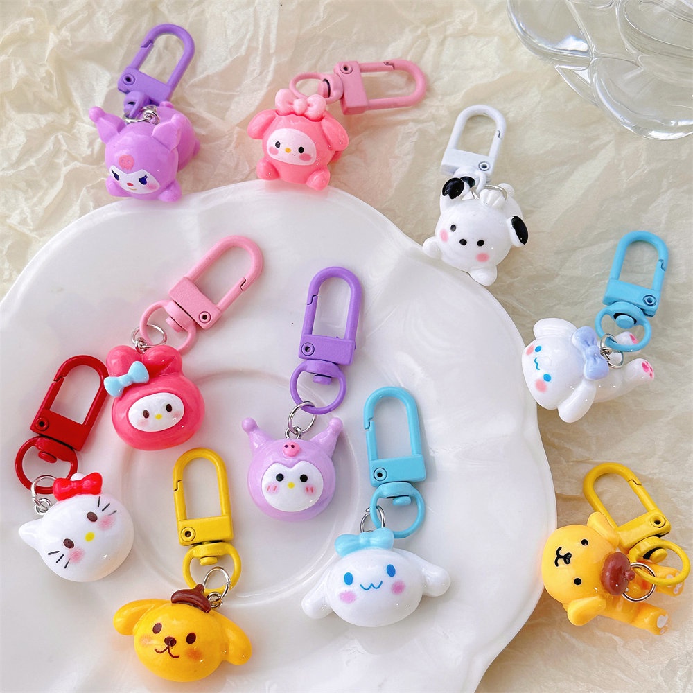 Móc Khóa Mặt Tròn Họa Tiết Hoạt Hình Dễ Thương Phong Cách Nhật Bản