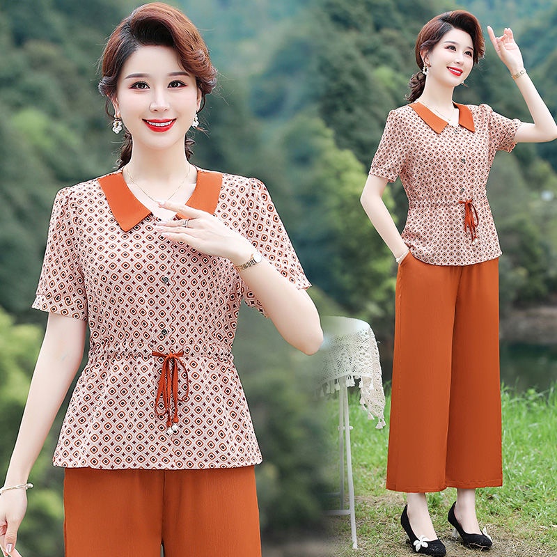 Bộ Áo Thun Ngắn Tay + Quần Ôm Eo Thời Trang Mùa Hè Dành Cho Nữ