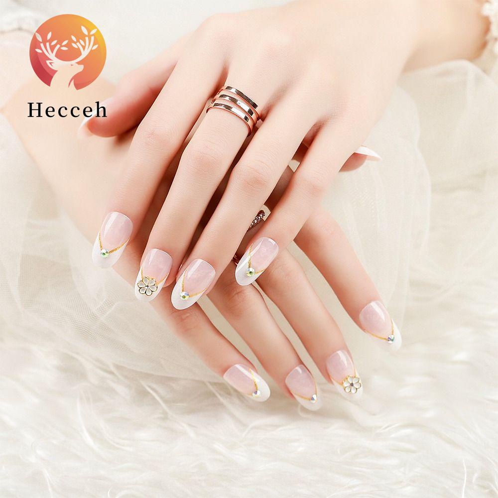 Bộ 24 Móng Tay Giả Có Thể Tháo Rời|Cuộn Chỉ May Dài Almond