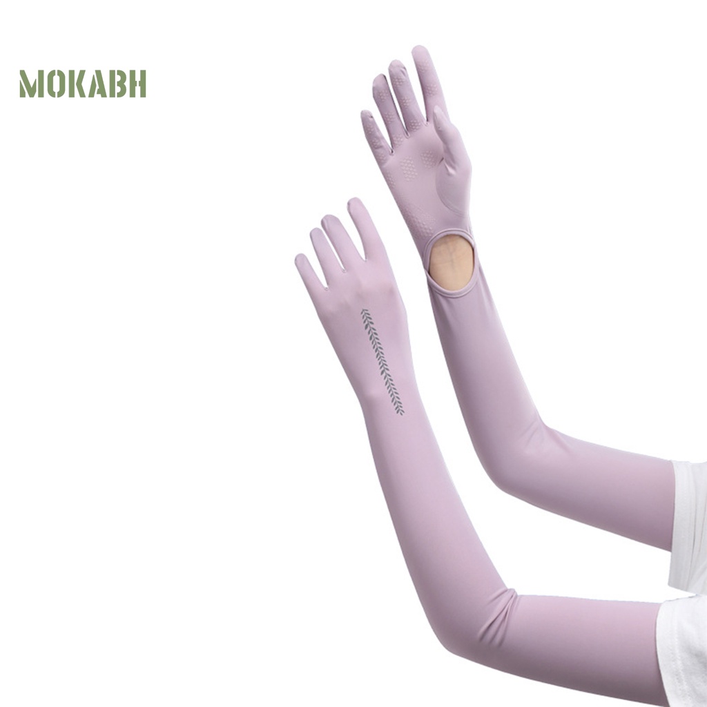 2 Găng Tay Dài 58cm Bằng Lụa Lạnh Thoáng Khí Chống Nắng Chống Trượt Có Thể Điều Chỉnh Kích Thước