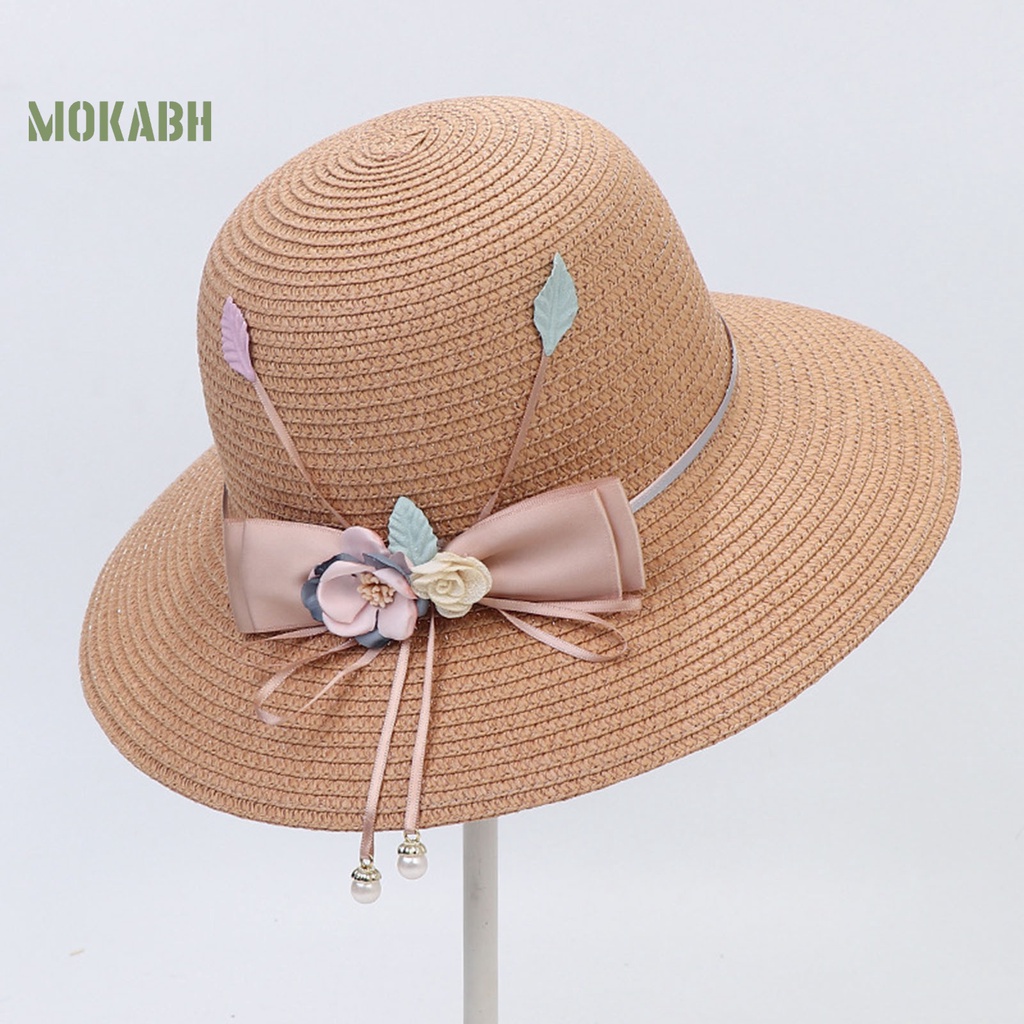 Nón Cối Rộng Vành Phối Ruy Băng Đính Nơ Thời Trang Mùa Hè Cho Nữ