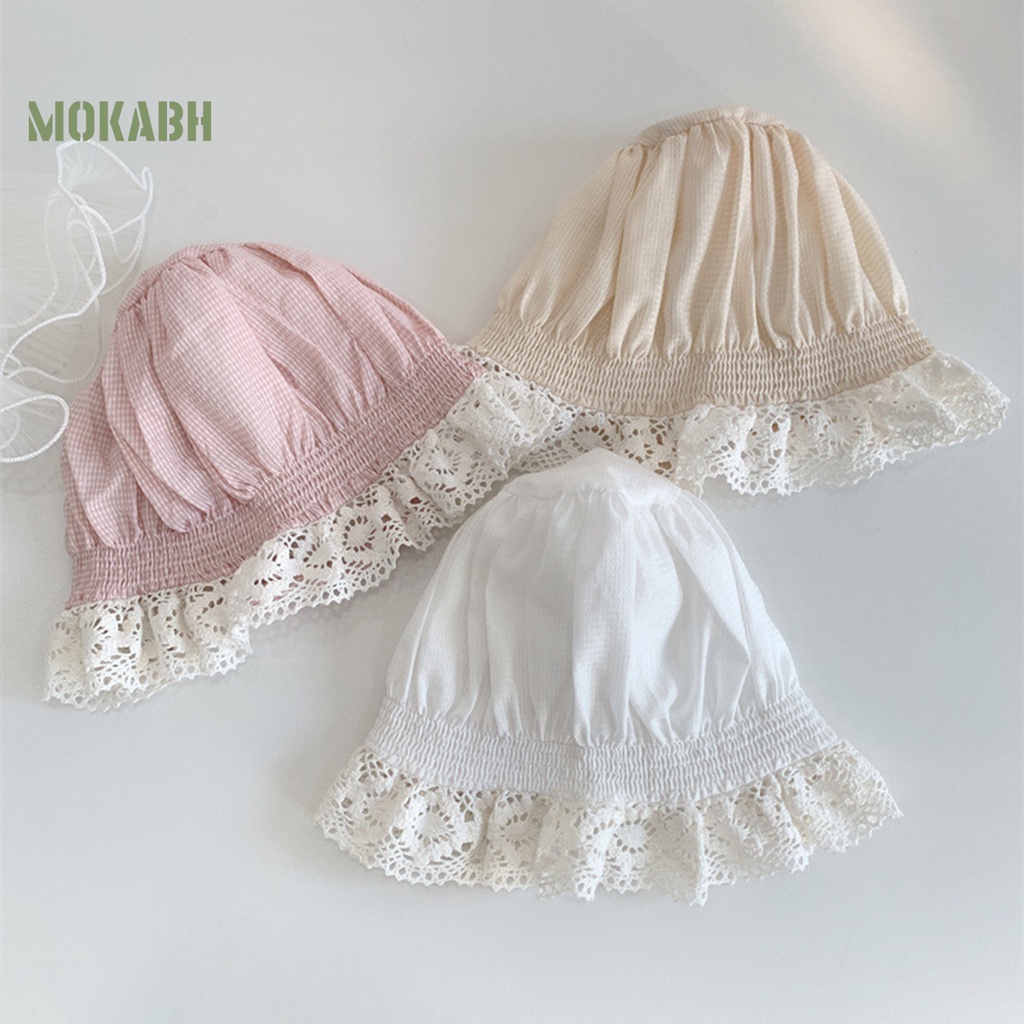 Mũ Cotton Rộng Vành Chống Nắng Màu Trơn Cột Dây Dễ Thương Thời Trang Mùa Hè Cho Bé Sơ Sinh