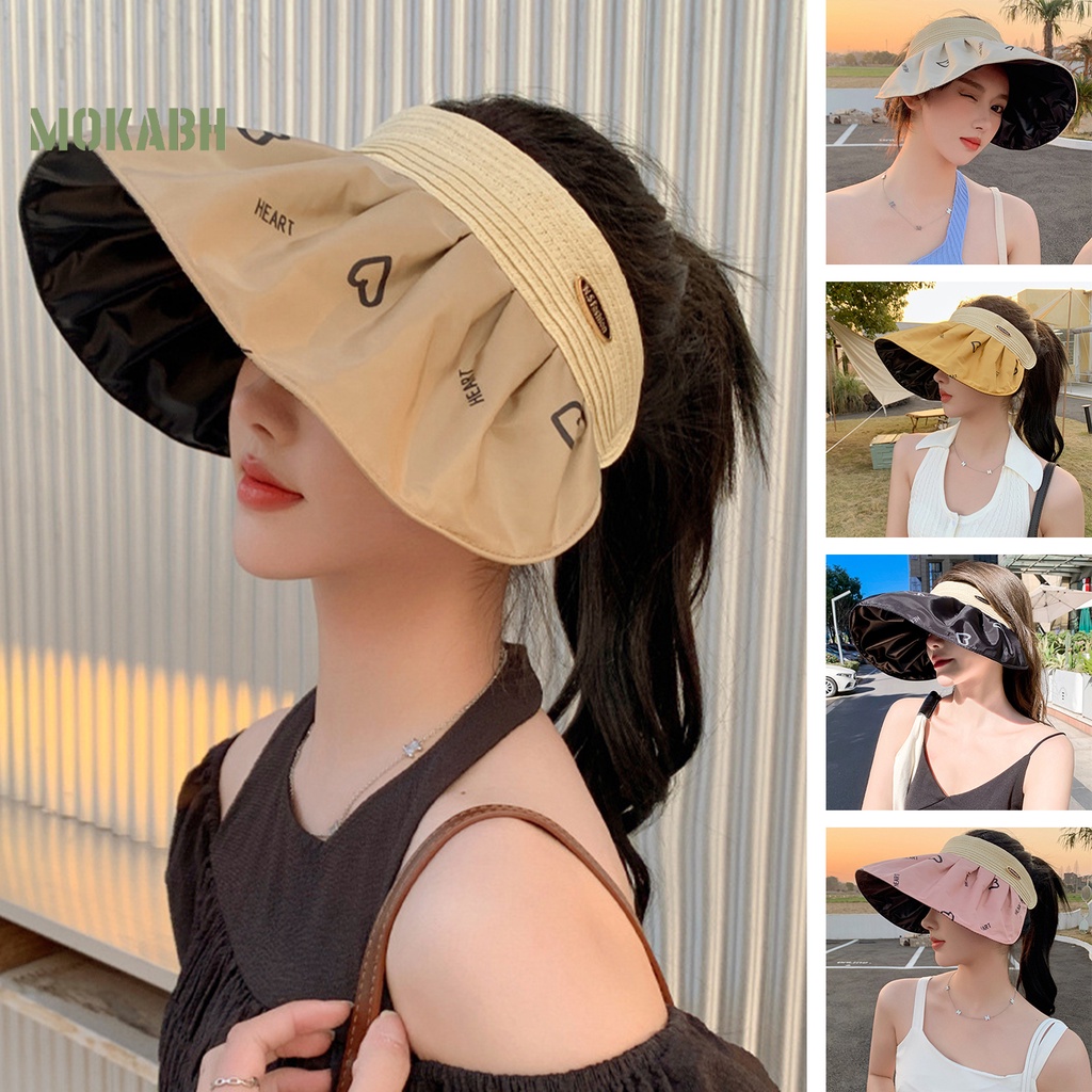 Nón Rộng Vành Hở Chóp Họa Tiết Trái Tim Thời Trang Mùa Hè