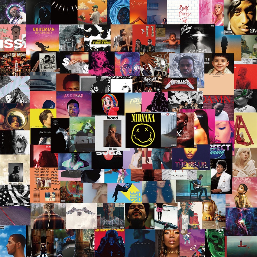 Bộ 100 Cái ❉ ♬ Miếng Dán Trang Trí Album Nhạc Độc Đáo Sáng Tạo ❉ Miếng Dán Đề Can Họa Tiết Doodle Chống Thấm Nước Độc Đáo Thời Trang DIY