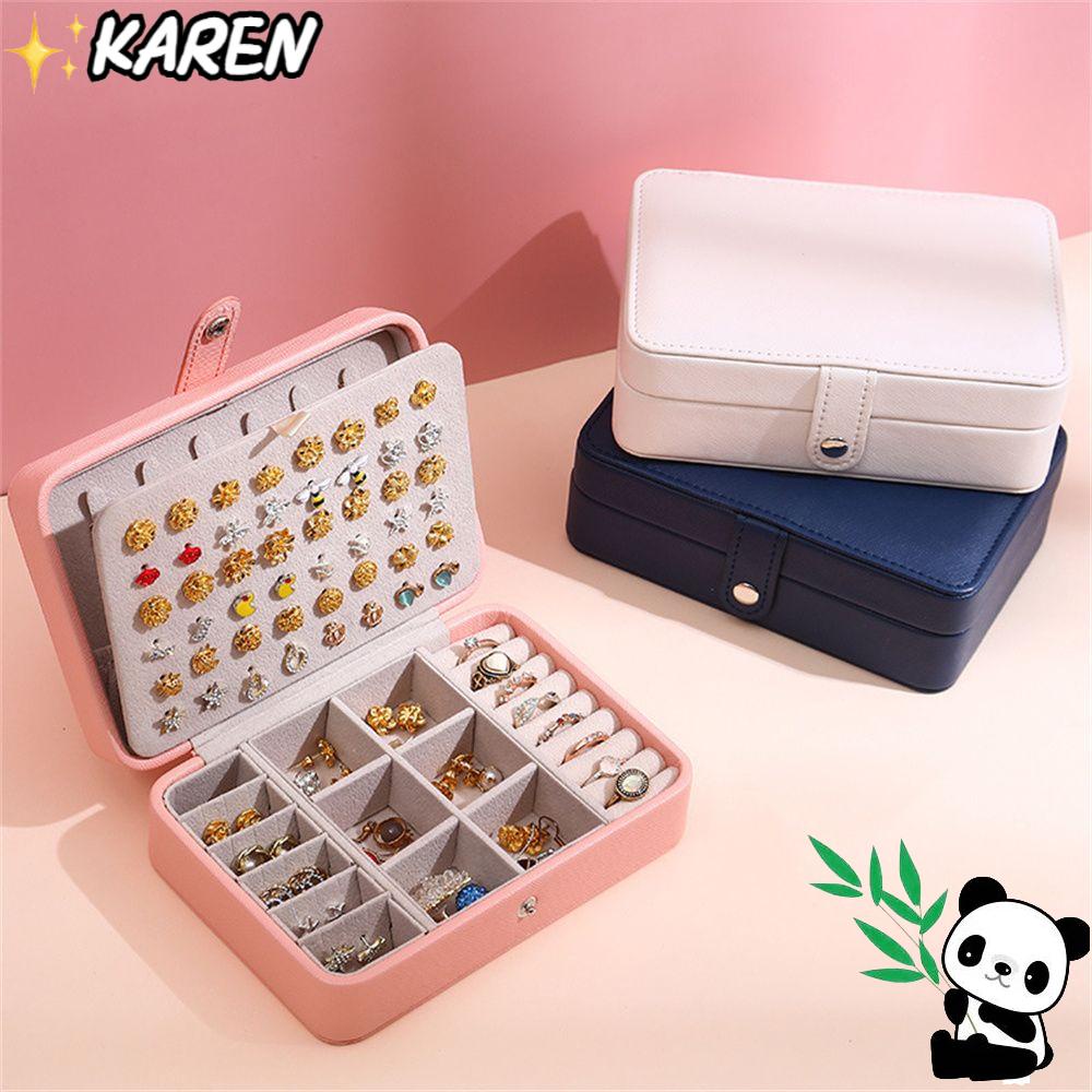 Hộp Đựng Trang Sức Bằng Da Thiết Kế Hai Tầng Tiện Dụng