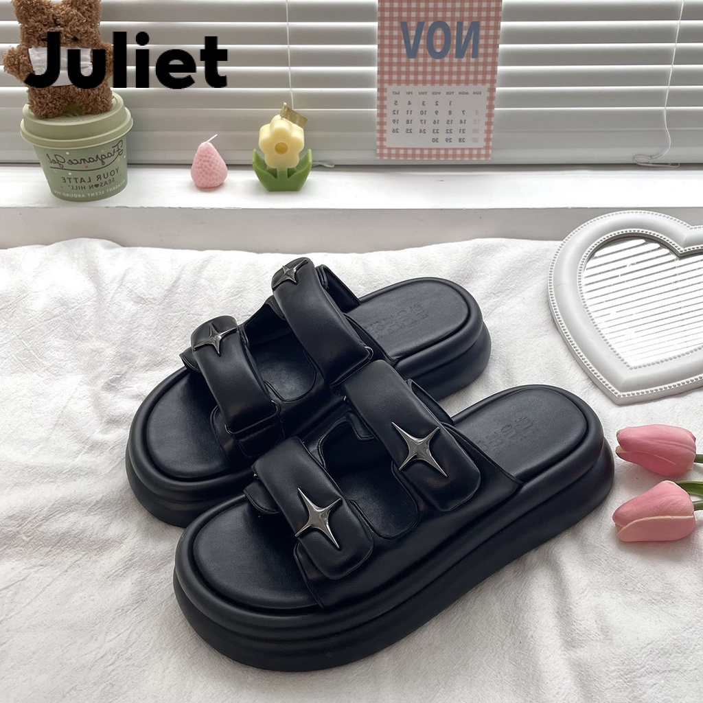 Juliet dép sandal nữ Dép Lê Thời Trang Sao Chéo Mùa Hè Mặc 2023 Mới Nền Dày B28G0IR