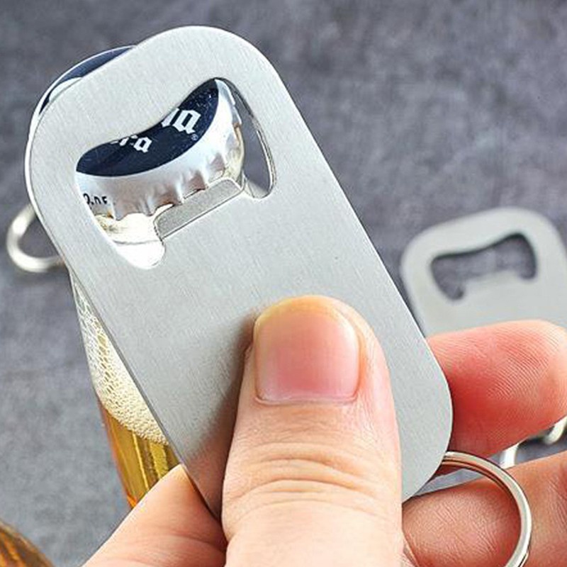 Sturdy Dụng Cụ Mở Nắp Chai Bia / Soda Tối Giản Hình Vuông Có Móc Khóa Độ Cứng Cao