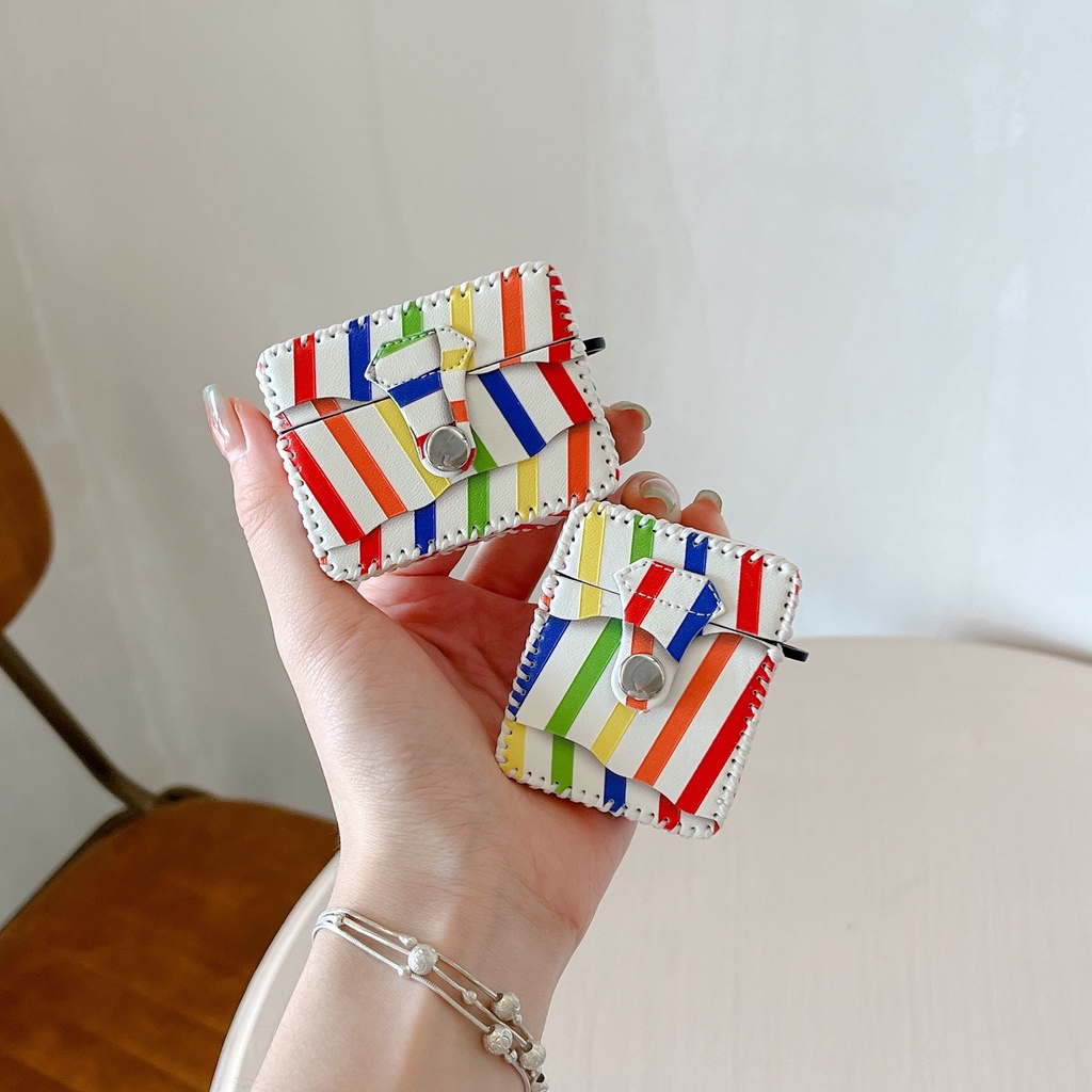 Vỏ Bảo Vệ Hộp Sạc Tai nghe không dây AirPods 1 / 2 gen3 Pro2 2022 Bằng TPU Mềm Họa Tiết Kẻ Sọc Nhiều Màu Thời Trang