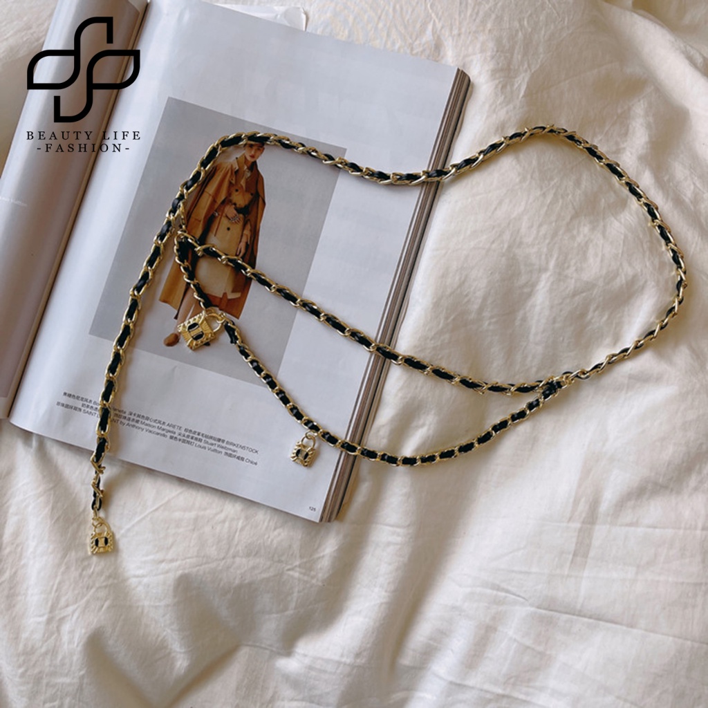 Beautylife Thắt Lưng Dạng Xích Bện Bằng Thép Không Gỉ Kết Cấu Trong Suốt Màu Sắc Tương Phản Phong Cách Punk Hiphop