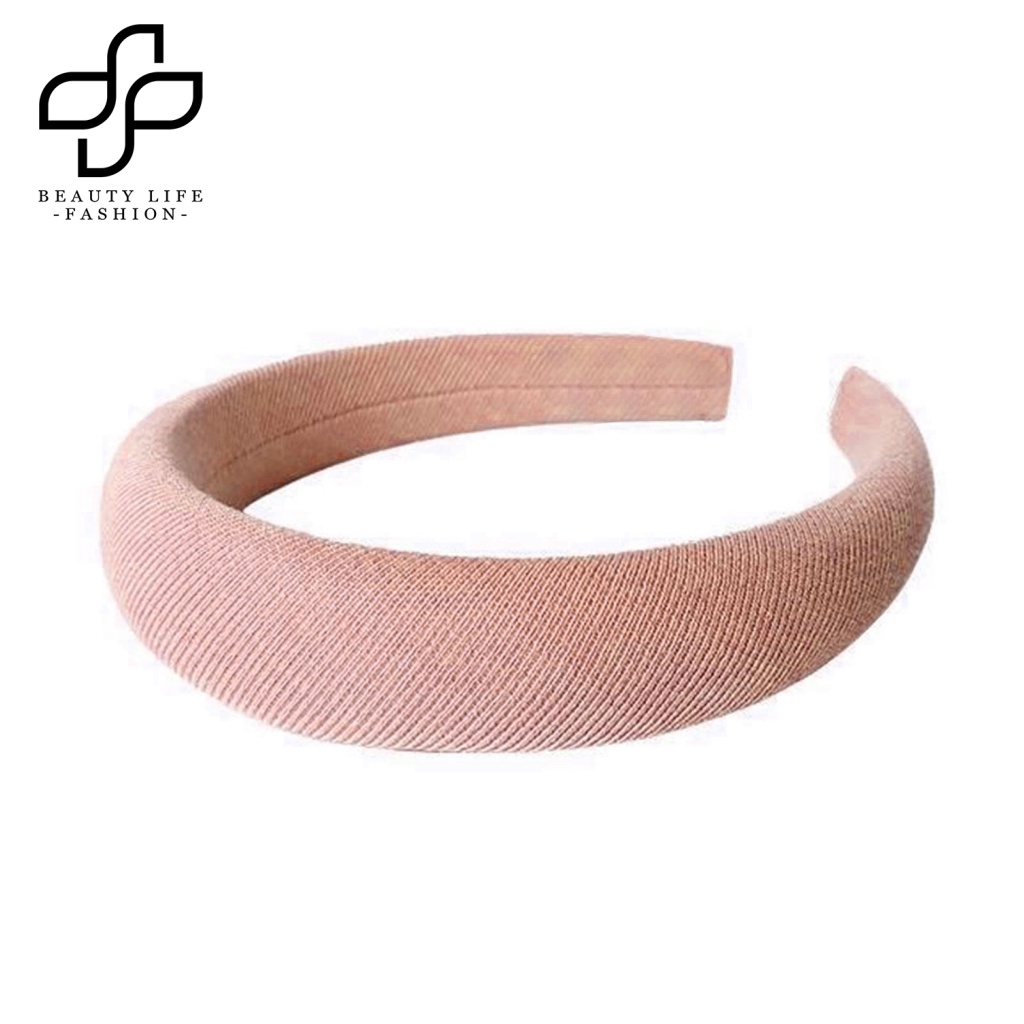 Băng Đô Cài Tóc Bản Rộng Bằng Xốp Chống Trượt Màu Trơn Thời Trang