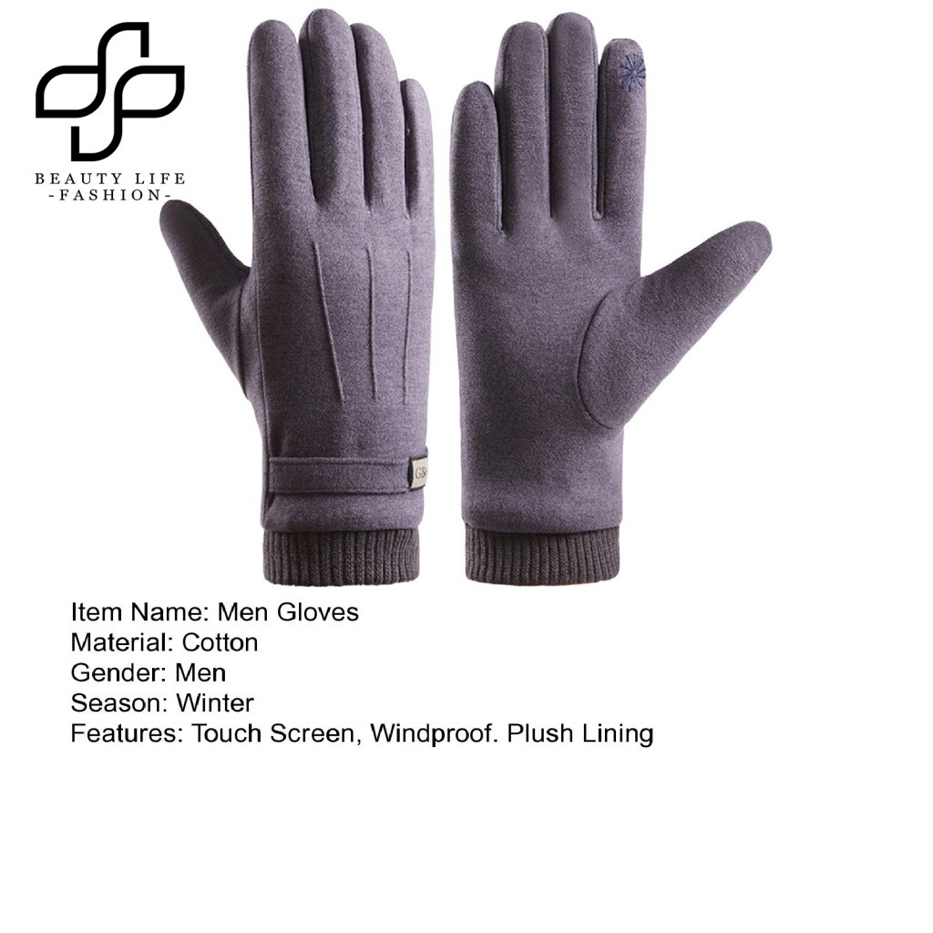 1 Đôi Găng Tay Chống Trượt Vải Bông Dày Mềm Mại Giữ Ấm Mùa Đông Cho Nam