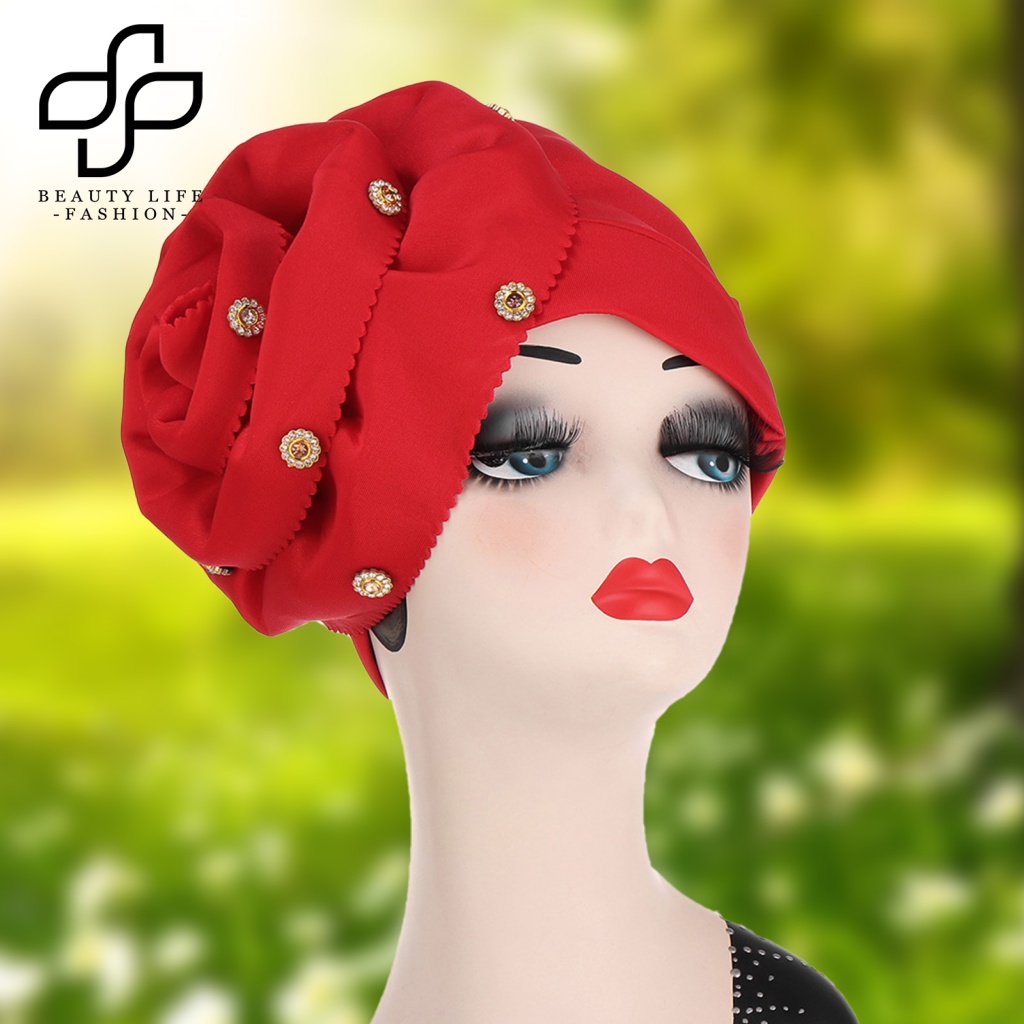 Mũ Trùm Đầu Màu Trơn Đính Hoa Trang Trí Dành Cho Nữ
