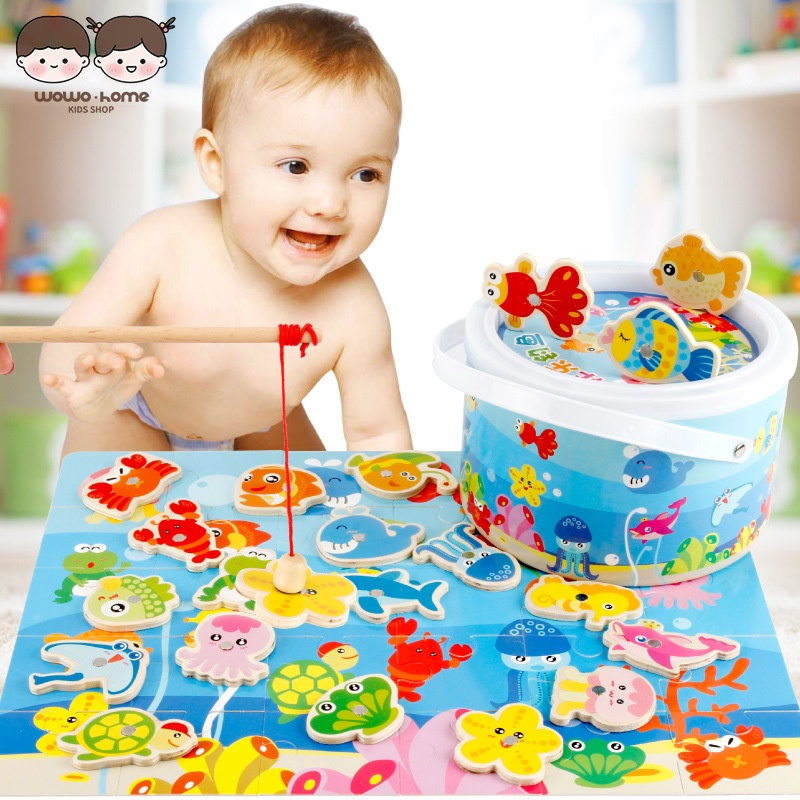 Bộ Đồ Chơi Câu Cá Nam Châm Bằng Gỗ Thiết Kế Mới Cho Bé
