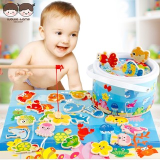 Bộ đồ chơi câu cá nam châm bằng gỗ thiết kế mới cho bé