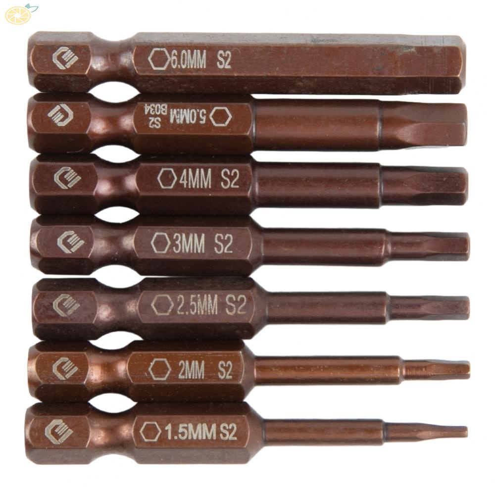 【VARSTR】Screwdriver Bits Hexagon Shank Magnetic 1/4 Inch 50mm Alloy Steel Brown H1.5-H6