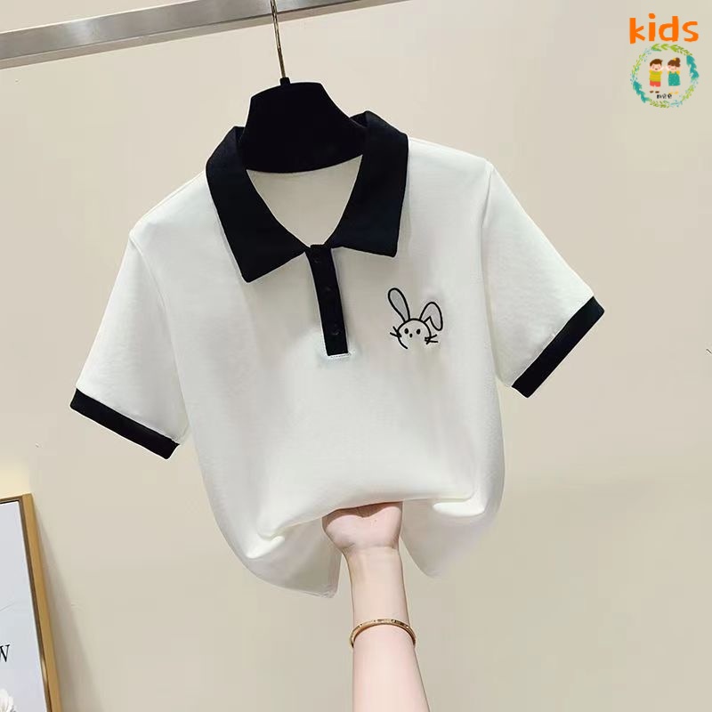 Áo Thun POLO Mùa Hè Tay Ngắn Phong Cách Thời Trang Phương Tây Dành Cho Bé Gái 3-5 - 8-10 - 12-13 Tuổi