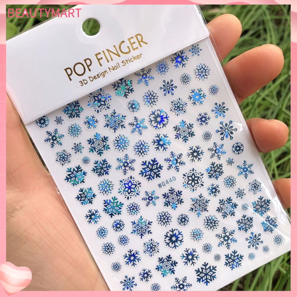 1 Tấm Sticker Phát Quang Tự Dính Họa Tiết Bông Tuyết Giáng Sinh 3D Trang Trí Móng Nghệ Thuật