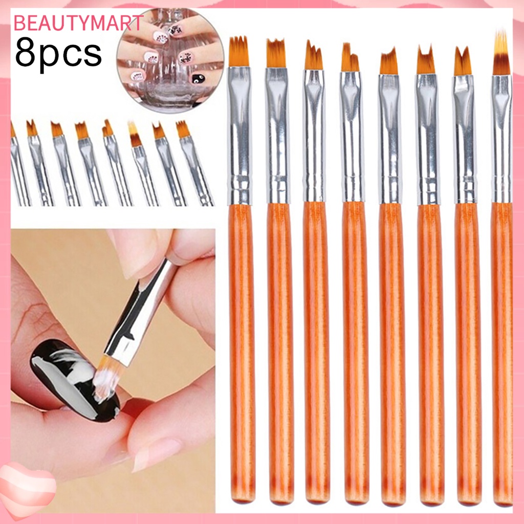 Set 8 Cọ Vẽ Trang Trí Móng Tay Nghệ Thuật Hình Hoa Chuyên Dụng