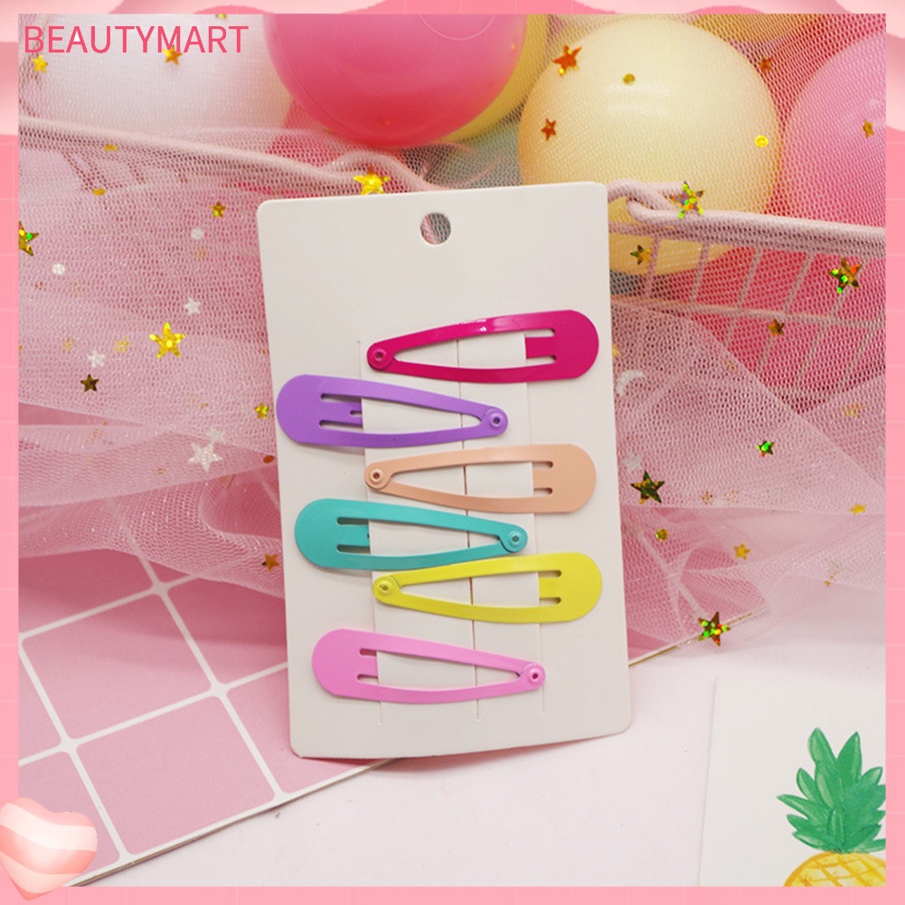 Set 6 Kẹp Tóc Hình Ngôi Sao / Trái Tim Màu Sắc Kẹo Ngọt Dành Cho Bé Gái