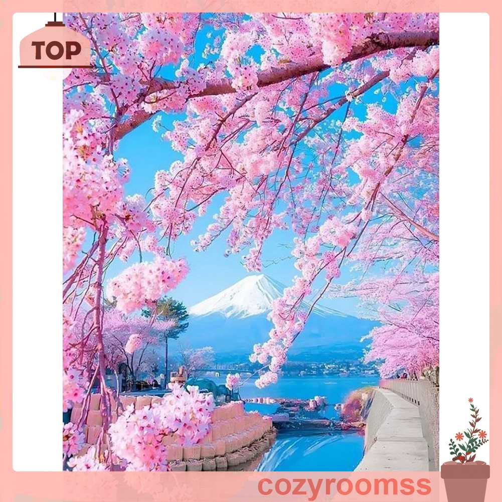 Tranh Đính Đá Kim Cương Toàn Bộ 5D DIY Hình Vẽ Cây Anh Đào