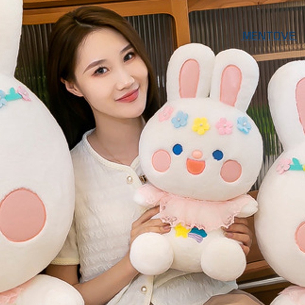 Thỏ Nhồi Bông 45cm Đeo Cổ Phối Ren Dễ Thương Dùng Làm Quà Tặng