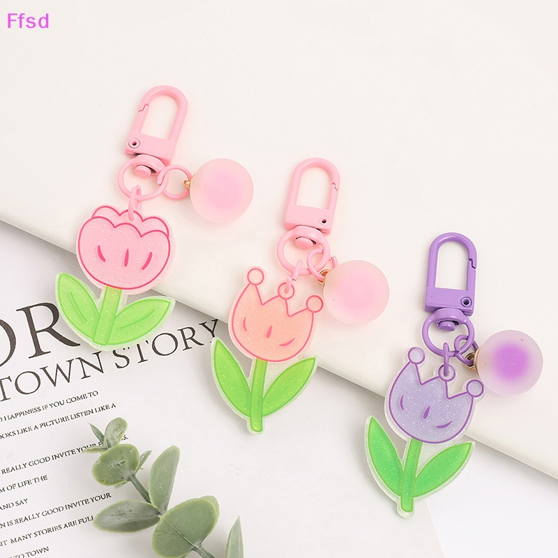 {Ffsd} Móc Khóa Hình Hoa Tulip Màu Kẹo Ngọt Ngào Phụ Kiện Túi Xách Nữ * Bán Chạy