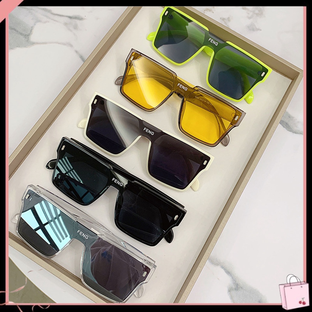 Kính Mát Gọng Vuông Lớn Siêu Nhẹ Chống Tia UV Màu Sắc Tương Phản Phong Cách Cổ Điển Thời Trang Cho Nam Và Nữ