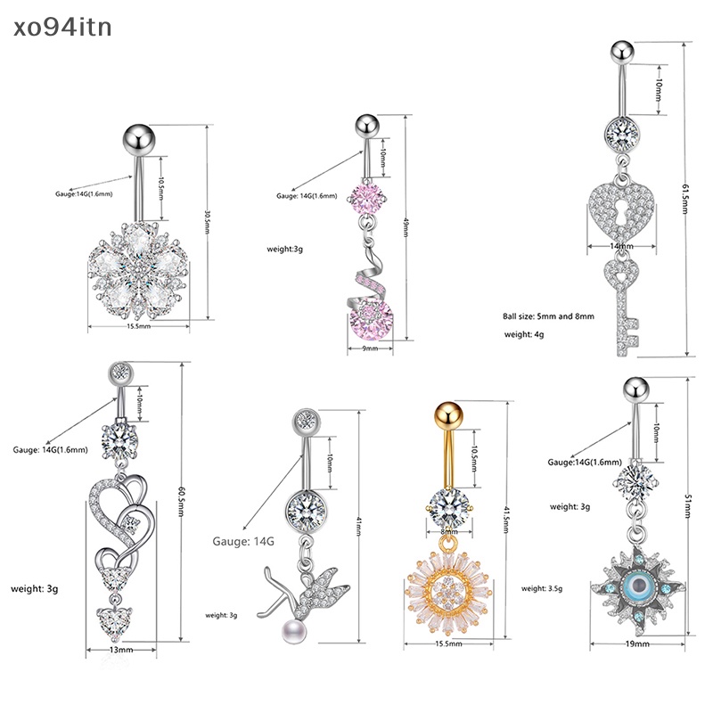 Khuyên Rốn Dạng Tua Rua Bằng Thép Không Gỉ Hình Hoa