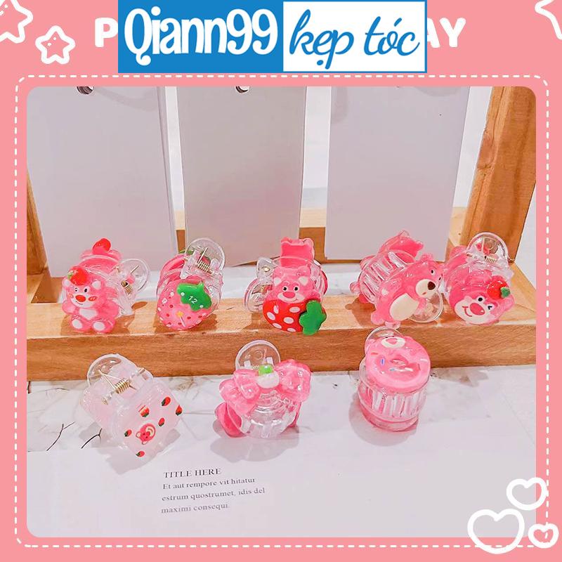 Kẹp tóc càng cua gắn sticker gấu dâu lotso đẹp hottrend có 3 răng / 5 răng càng cua xinh xắn