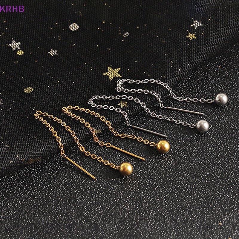 1 Cặp Khuyên Tai Dây Thép Titan Đơn Giản Cho Nữ Mới