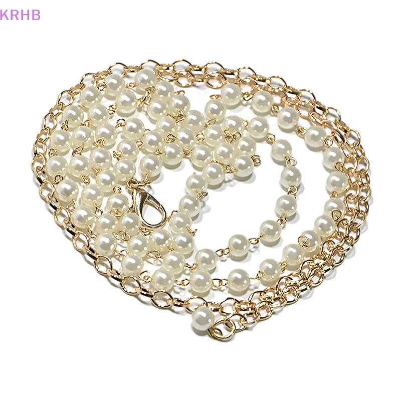 Thắt Lưng Dây Xích Đính Ngọc Trai Giả Bằng Hợp Kim Màu Trắng Thanh Lịch Cho Nữ Mới