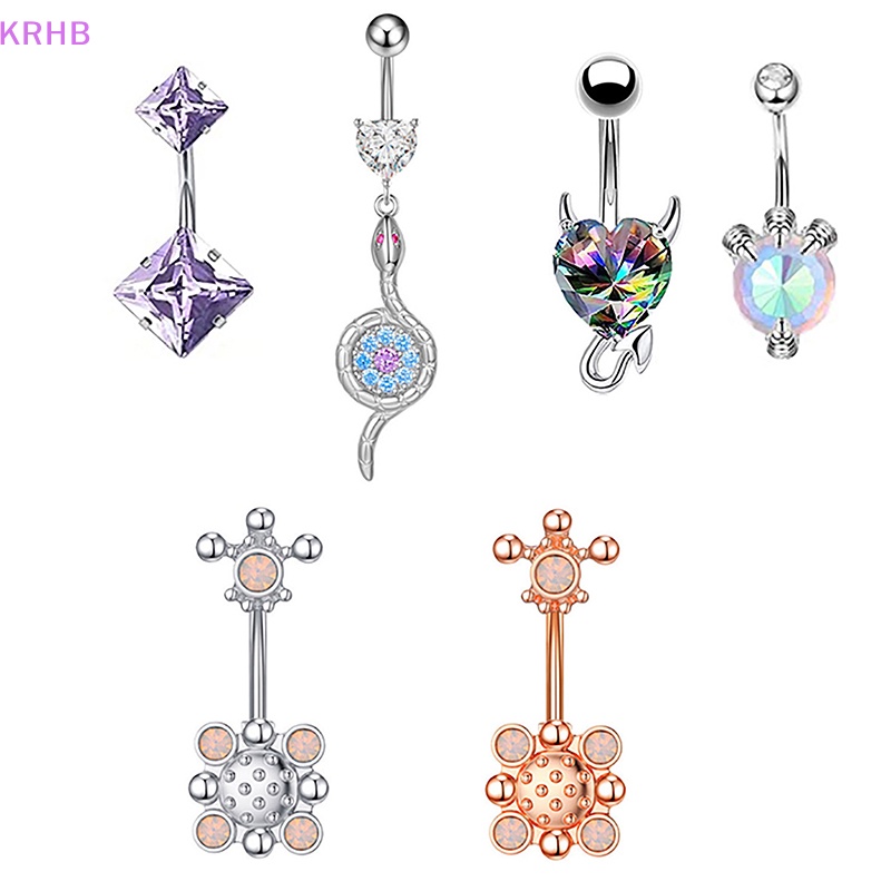 Khuyên Rốn Bằng Thép Không Gỉ Đính Đá Zircon Hình Trái Tim Thời Trang Cho Nữ Mới