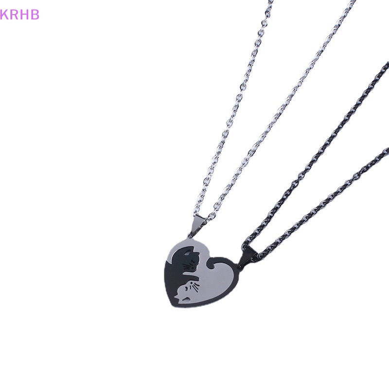 1 Cặp Vòng cổ Bằng Thép Không Gỉ Mặt Hình Mèo Ôm Nhau Thời Trang Dành Cho Cặp Đôi Mới