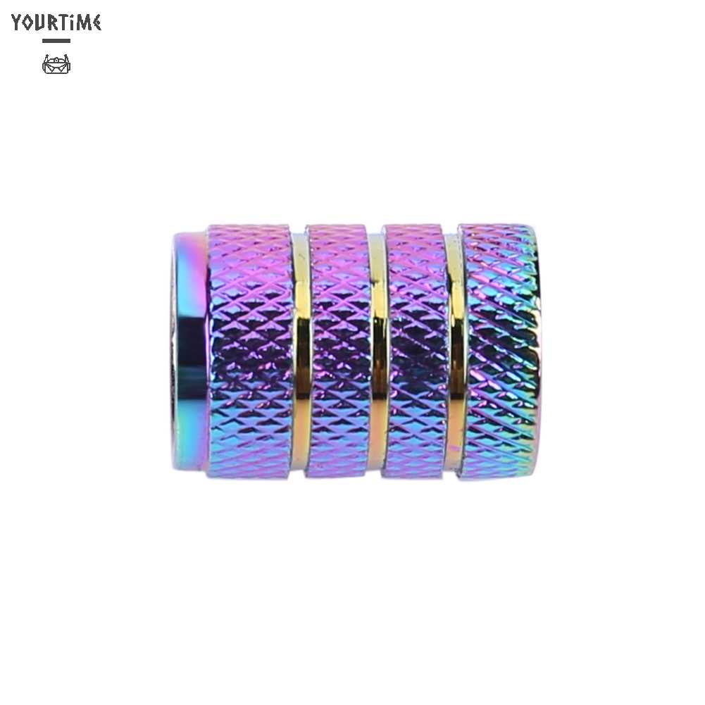 Set 4 Nắp Van Bánh Xe Hơi Bằng Nhôm 3 Tầng Màu Sắc Cầu Vồng