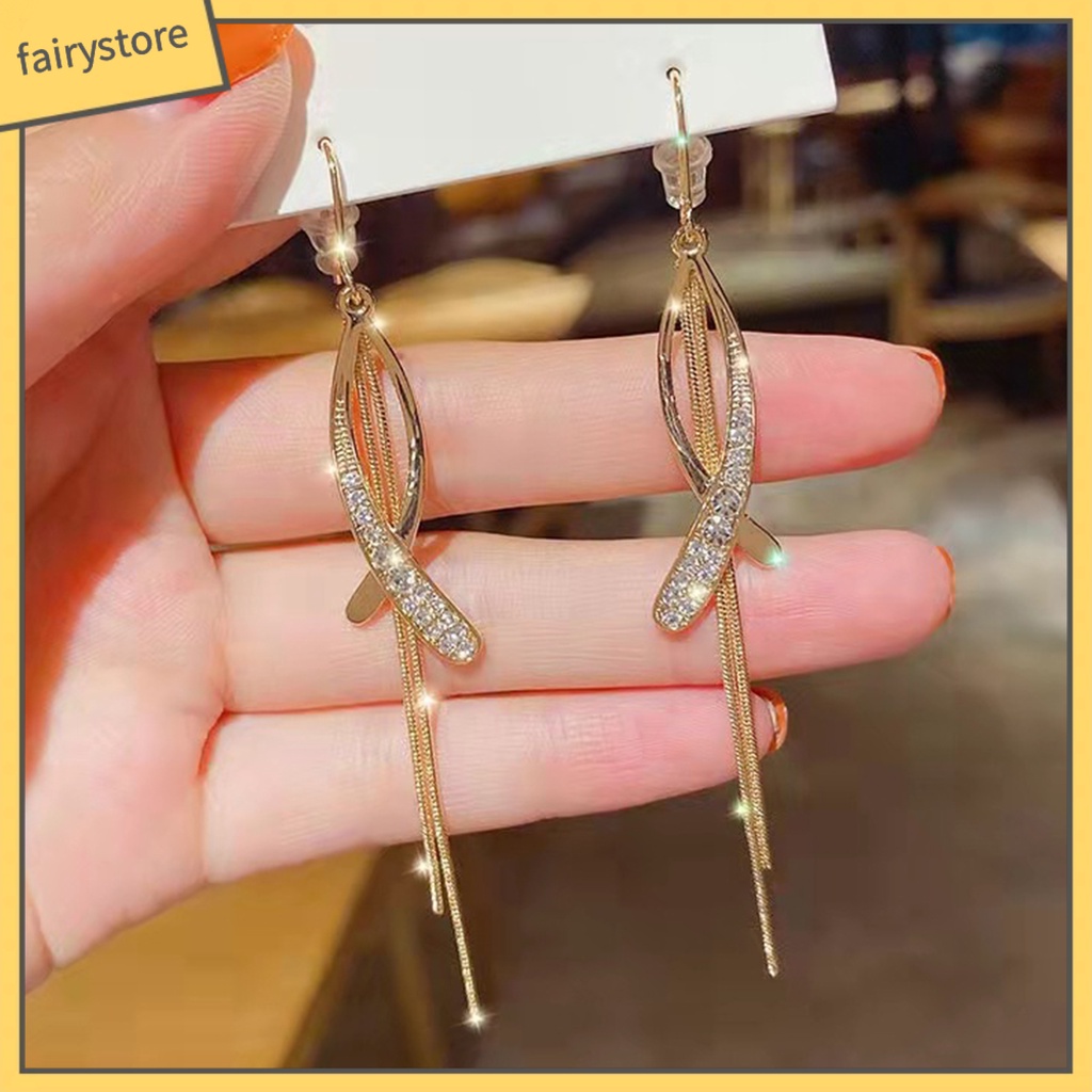 1 Đôi Bông Tai Hình Thánh Giá Đính Đá Lấp Lánh Dành Cho Nữ