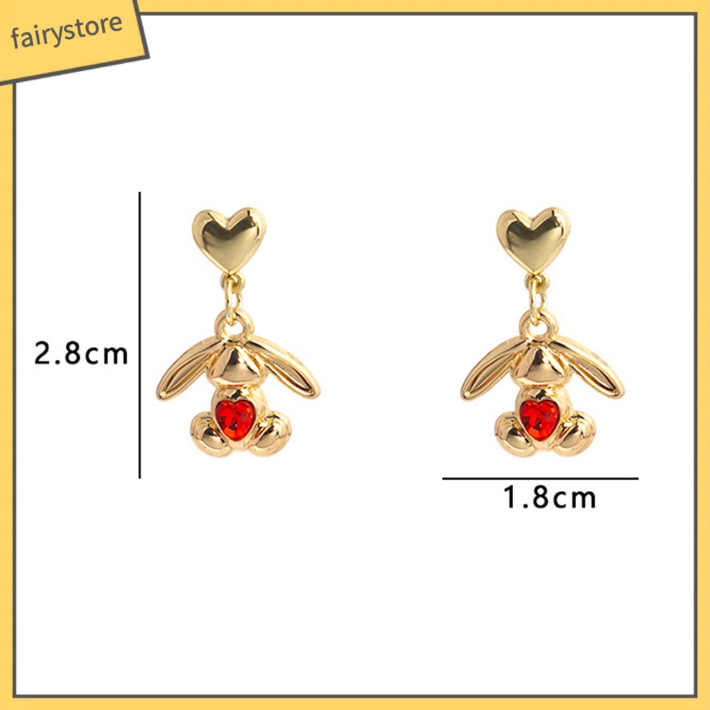 1 Đôi Bông Tai Hình Thỏ Bằng Hợp Kim Đính Đá Zircon Sang Trọng