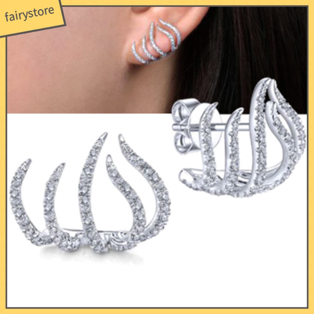 1 Đôi Bông Tai Hình Móng Vuốt Mạ Điện Sáng Bóng Dành Cho Nữ