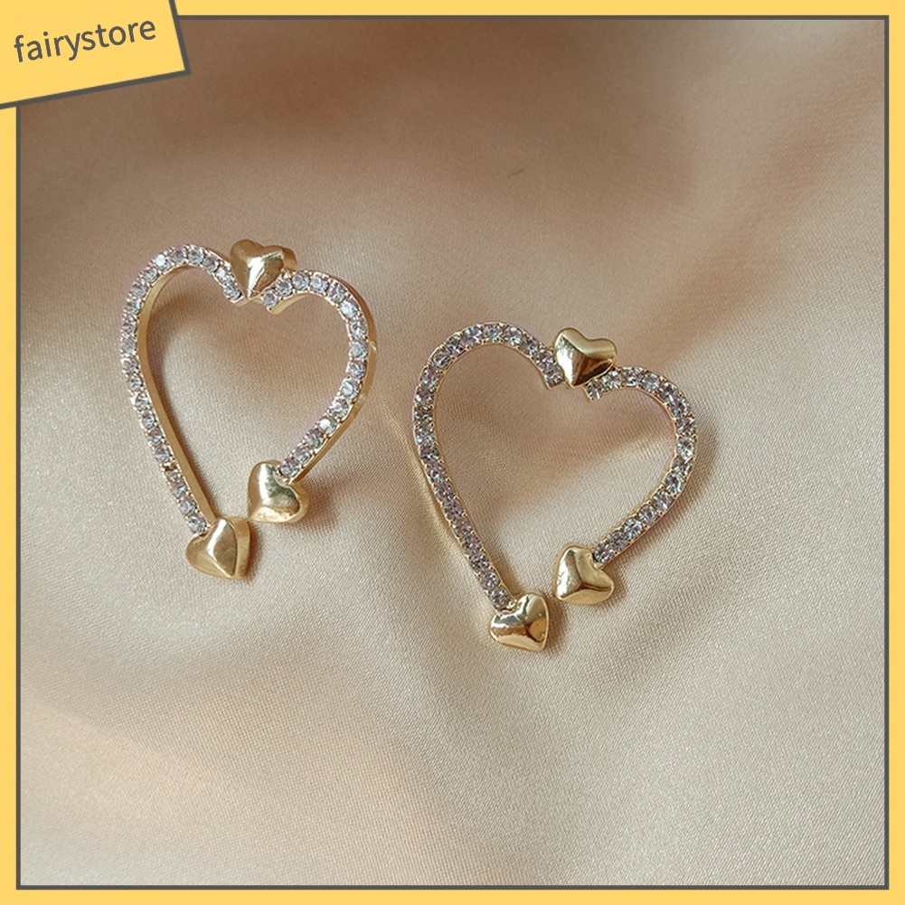 Bông Tai Hình Trái Tim Bằng Kim Loại Thời Trang Dành Cho Nữ