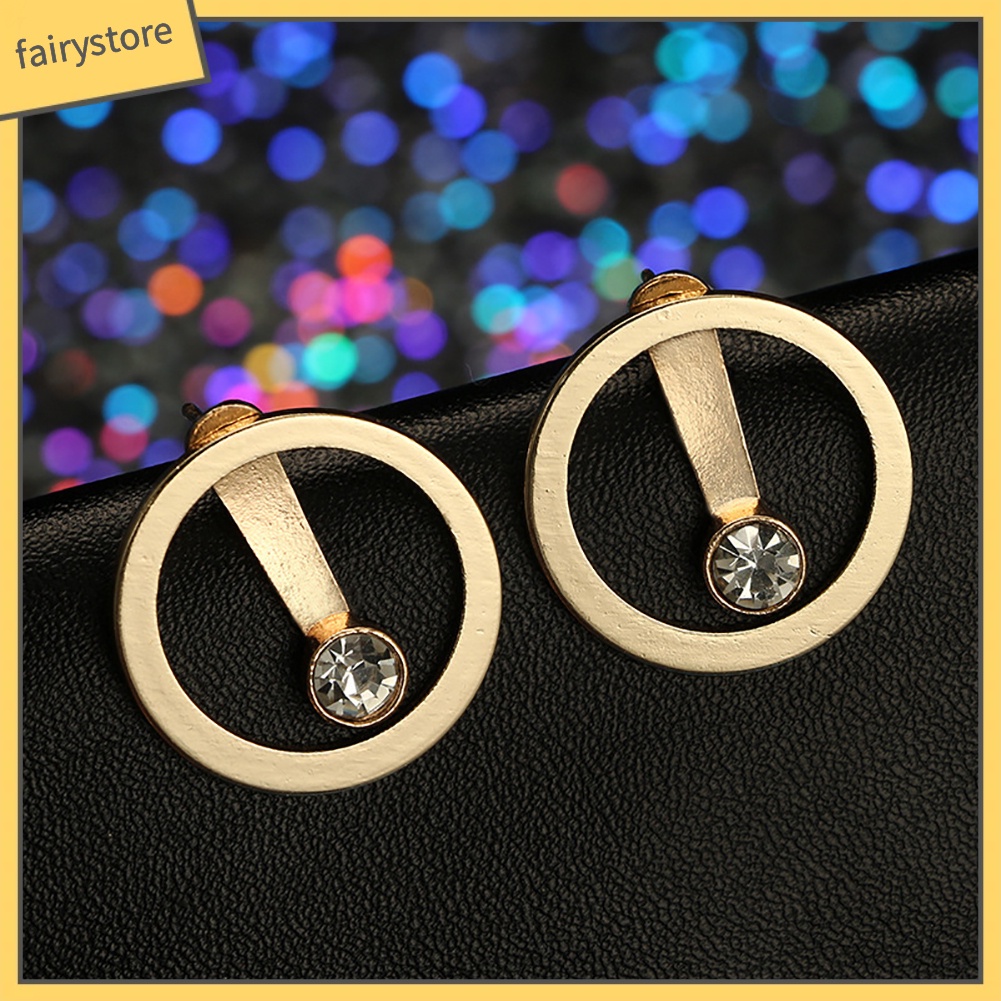 Bông Tai Tròn Hai Mặt Đính Đá Thời Trang Dành Cho Nữ