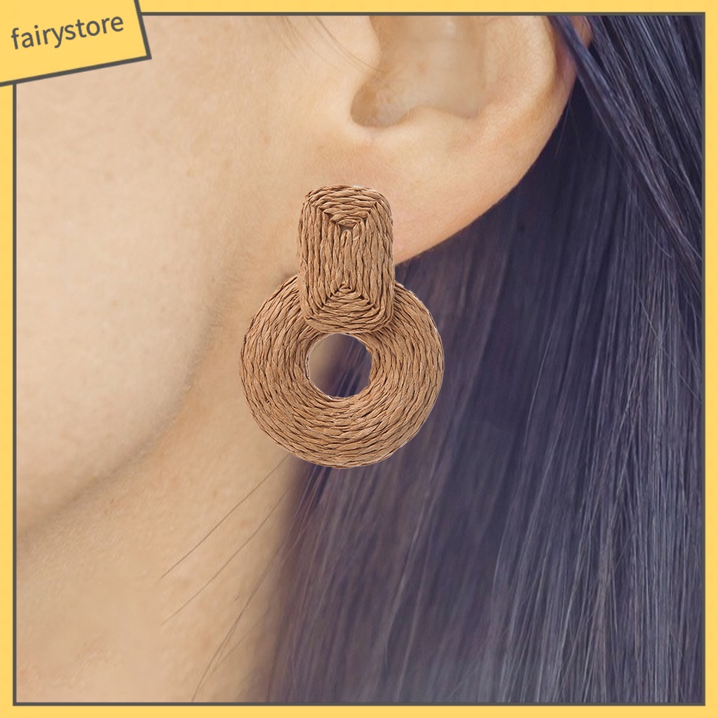 1 Đôi Bông Tai Tròn Nhiều Màu Sắc Phù Hợp Đi Biển Dành Cho Nữ