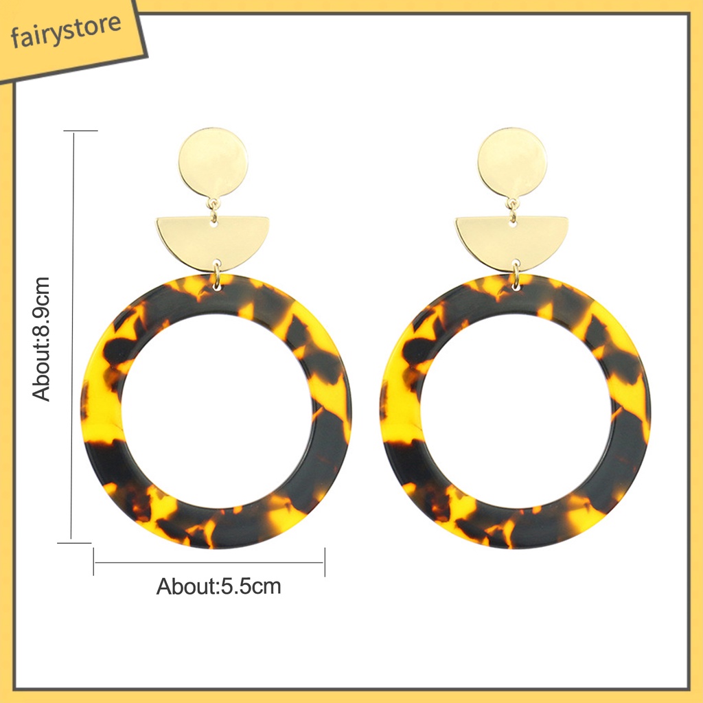 1 Đôi Bông Tai Acrylic Dáng Dài In Họa Tiết Da Báo Thanh Lịch Dành Cho Nữ